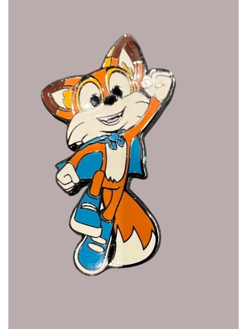Cartoon Fox Enamel Pin Badge Orange & Blue 2017 MSFT Corp 2 Inches Tall Lightwei
